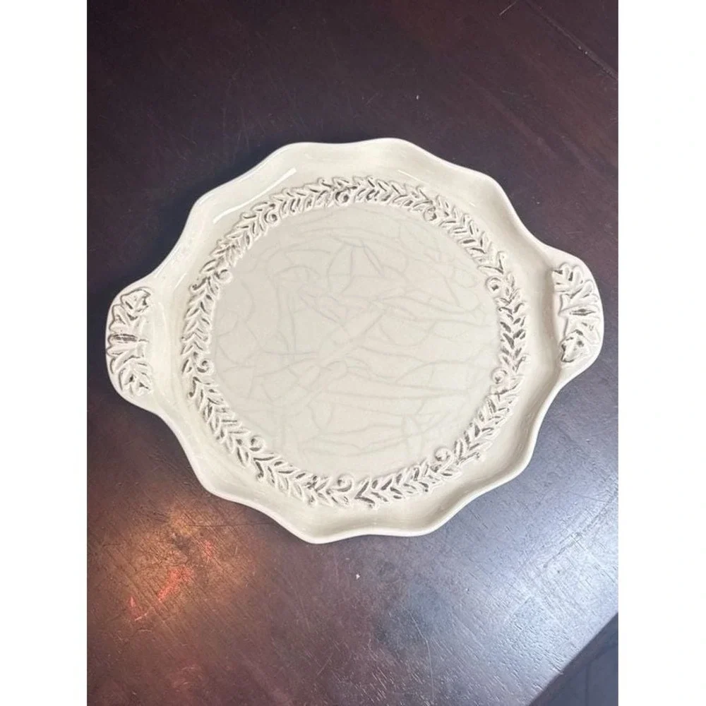 Temp-tations by Tara Verona White Cranberry Relish Tray Platter with Handles